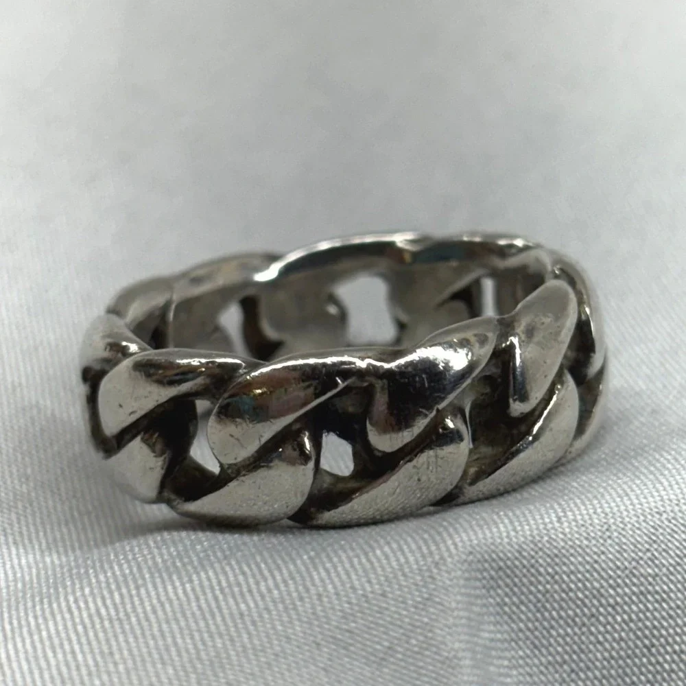 Unbranded Curb Link Chain Ring Unisex Size 9 Silver Good Sterling 925 Band